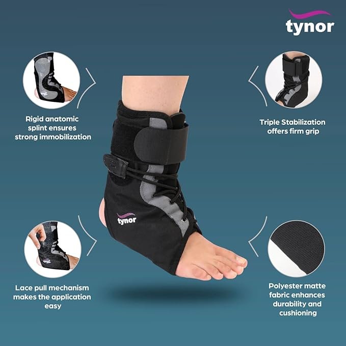 TYNOR Ankle Brace, Black, 1 Unit