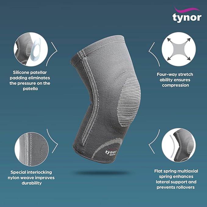 TYNOR Knee Cap with Patellar Ring, Grey, 1 Unit