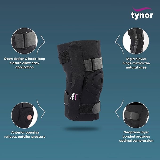 Tynor Knee Wrap Hinged (Neo), Black, 1 Unit