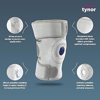 TYNOR Knee Wrap (Neoprene), Grey, Universal Size, 1 Unit