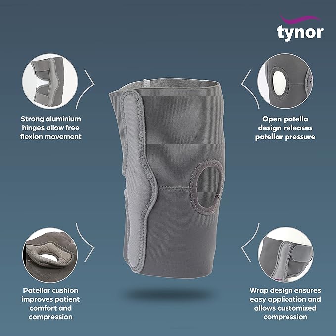 TYNOR Elastic Knee Support, Grey, 1 Unit