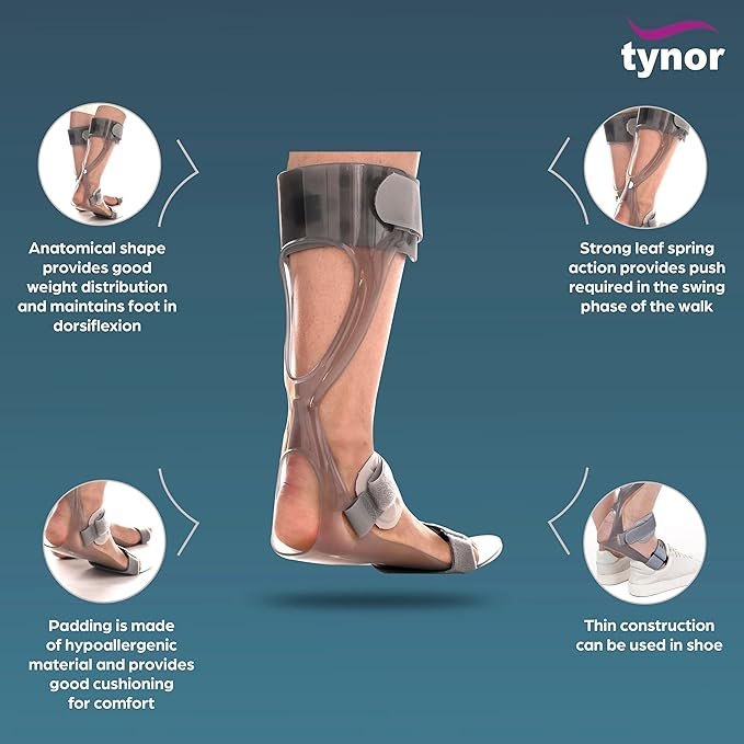 TYNOR Foot Drop Splint, Grey, Left, 1 Unit