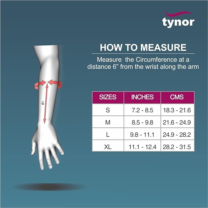 TYNOR Elastic Wrist Splint, Grey, Left, 1 Unit