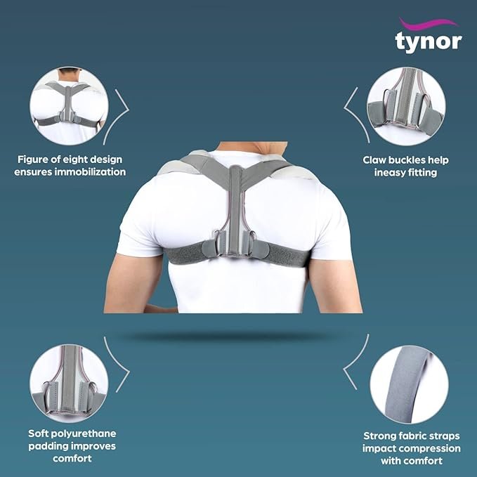 TYNOR Clavicle Brace with Fastening Tape, Grey, 1 Unit