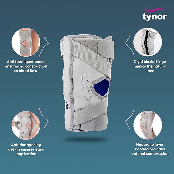 Tynor OA Knee Support (Neo), Grey, Left, 1 Unit