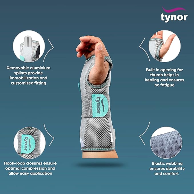 TYNOR Wrist & Forearm Splint, Grey, Left, 1 Unit