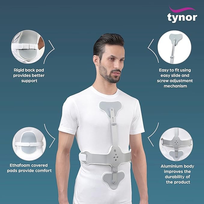 TYNOR Ash Brace (Hyper Extension Brace), Silver, 1 Set