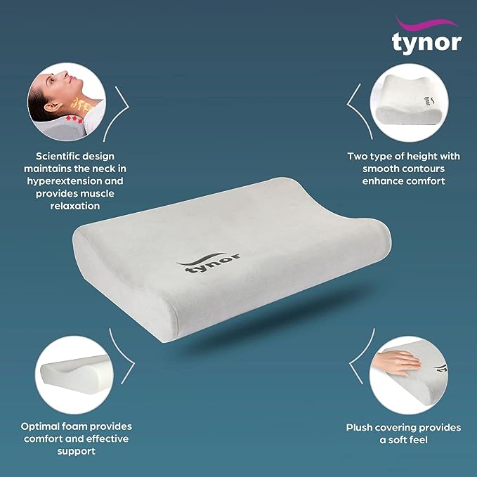 TYNOR Contoured Cervical Pillow, Grey, Universal Size, 1 Unit