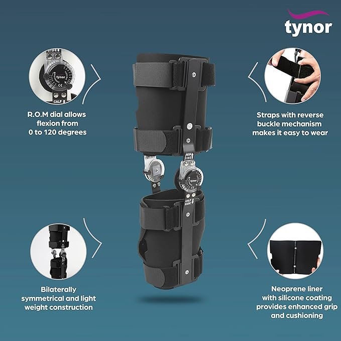 TYNOR R.O.M. Knee Brace, Black, Universal Size, 1 Unit