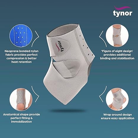 TYNOR Ankle Wrap (Neo), Grey, Universal Size, 1 Unit