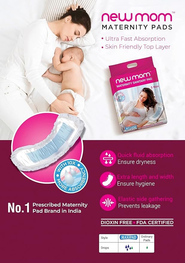 Dyna Newmom Disposable Maternity Maxi Pad (Pack of 4 Sanitary Pad + 1 Maternity Panty)