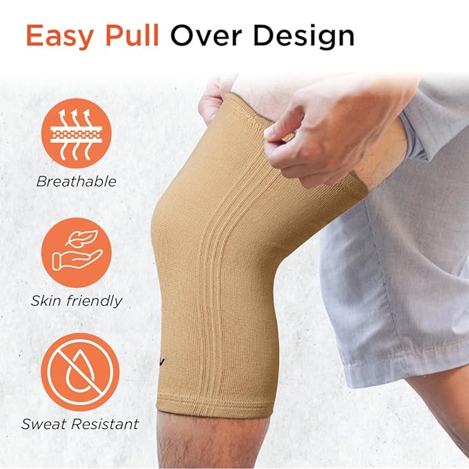 Vissco Knee Cap, (Pair) - Medium (Beige)