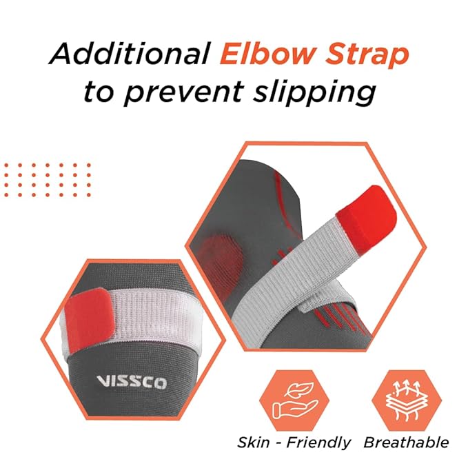 Vissco Elbow Support with Strap, Grey