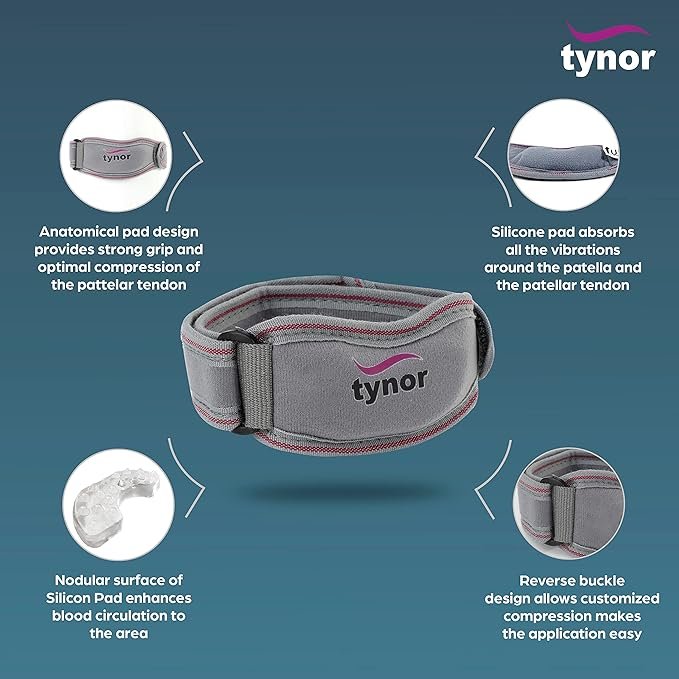 TYNOR Patellar Support, Grey, Universal Size, 1 Unit