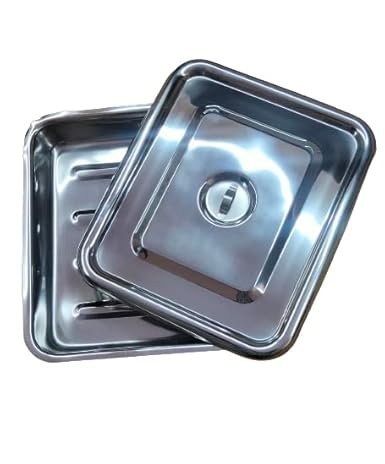 Light Weight Stainless Steel Instrument Tray with Lid, Reusable and Autoclavable