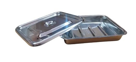 Light Weight Stainless Steel Instrument Tray with Lid, Reusable and Autoclavable