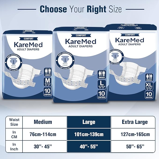 KareMed Comfort Adult Diapers, Stick, 10 Count, Unisex