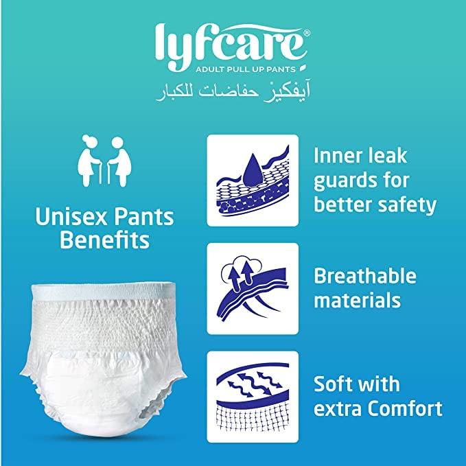 Lyfcare Adult Pull Up Diaper Pants for women & men, Pack of 20 Pcs