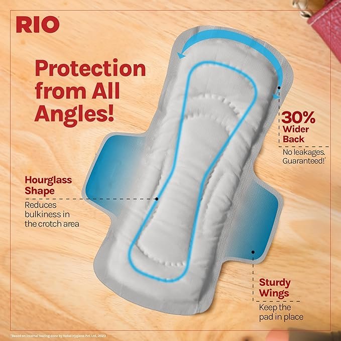 RIO Sanitary Pads for women, Comfort Weave with Wings (XL) - (280mm, Pack of 15)