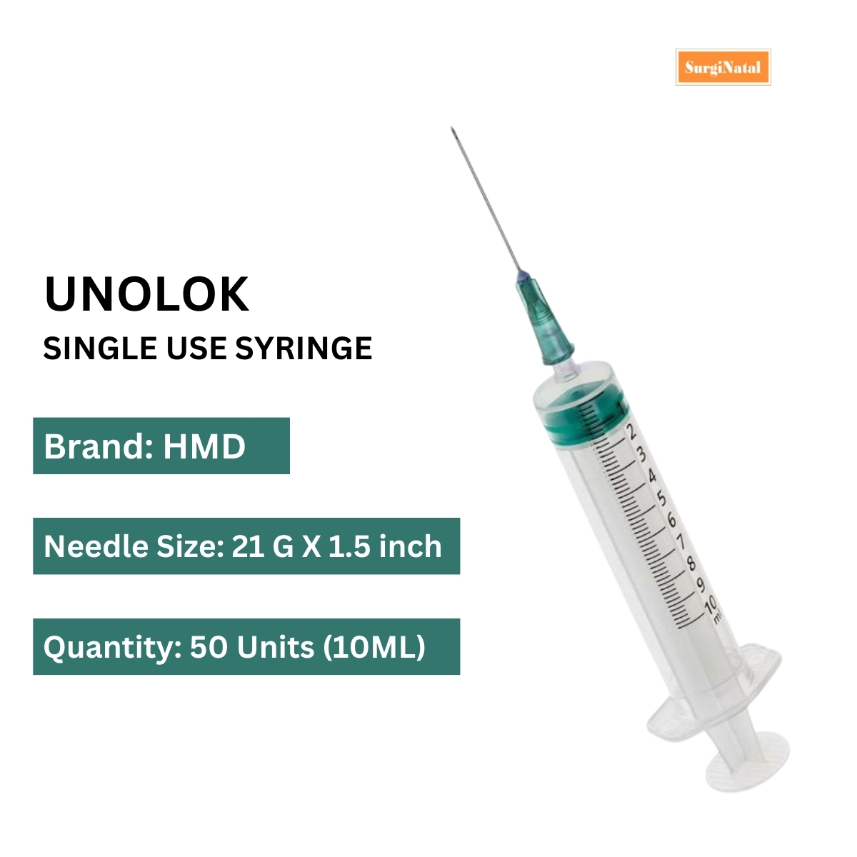 Unolok HMD Luer Lock Syringe Needle