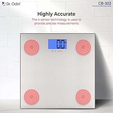 Dr. Odin Weighing Scale- Bathroom Scale with LCD display (White)