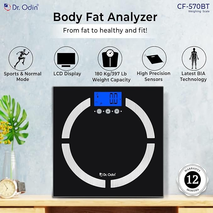 Dr. Odin Digital Body Fat Analyzer / Weighing Scale Black