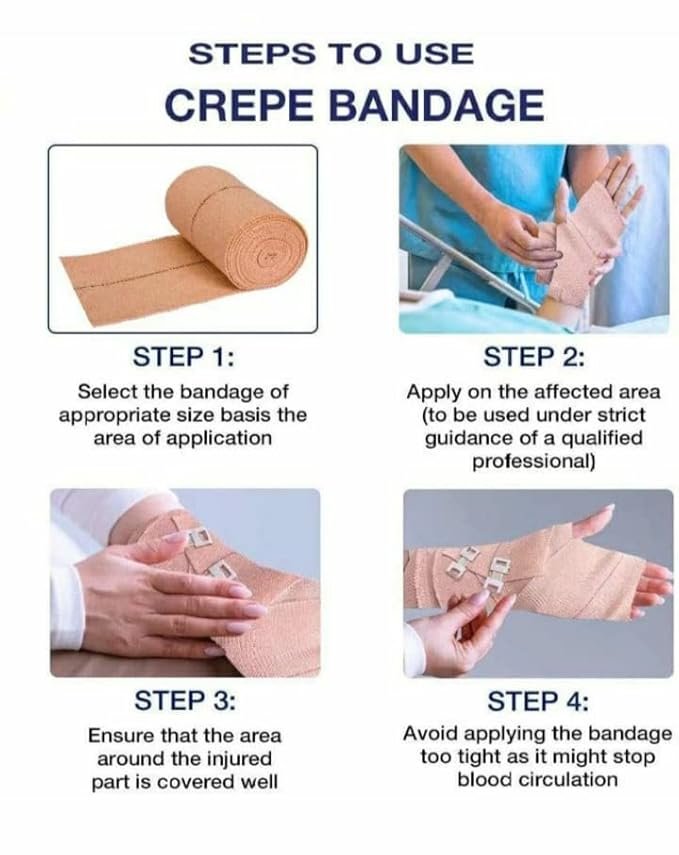 Medicrepe Cotton Crepe Bandage, 4m, Pack of 1 (As per B. P)