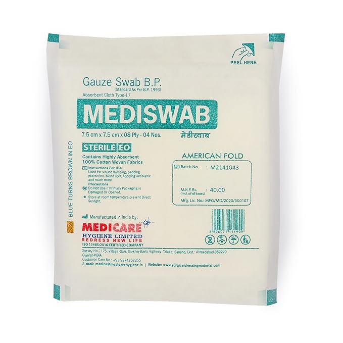 MEDISWAB Gauze Swab Cotton Wound Dressing Pad