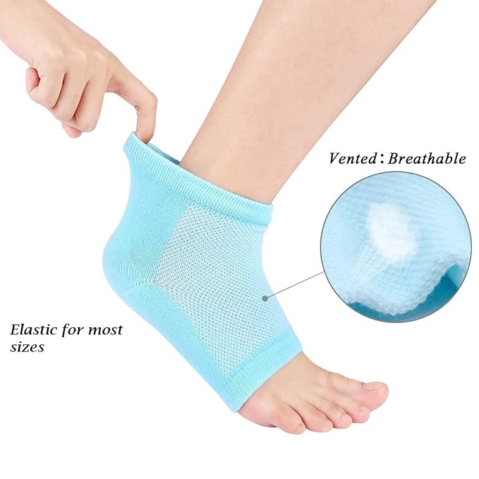 Safe and Touch Gel Heel Socks - For Men And Women -(1 Pair) (Blue)