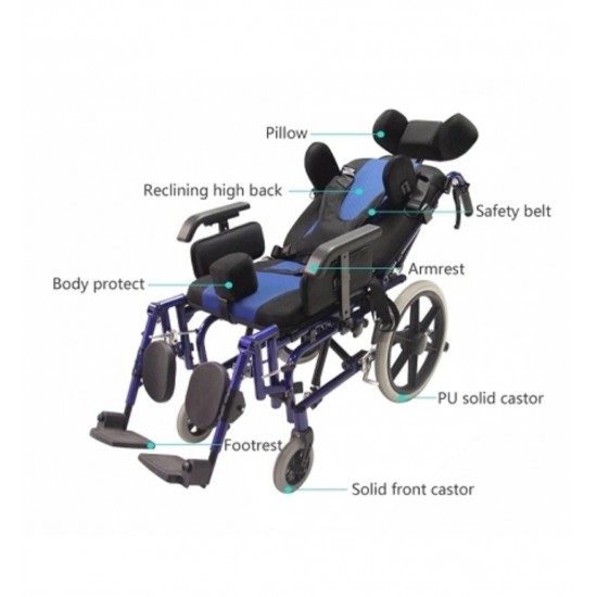 GHS Polaris K Wheelchair, Fully Reclining Wheelchair with Adjustable Headrest