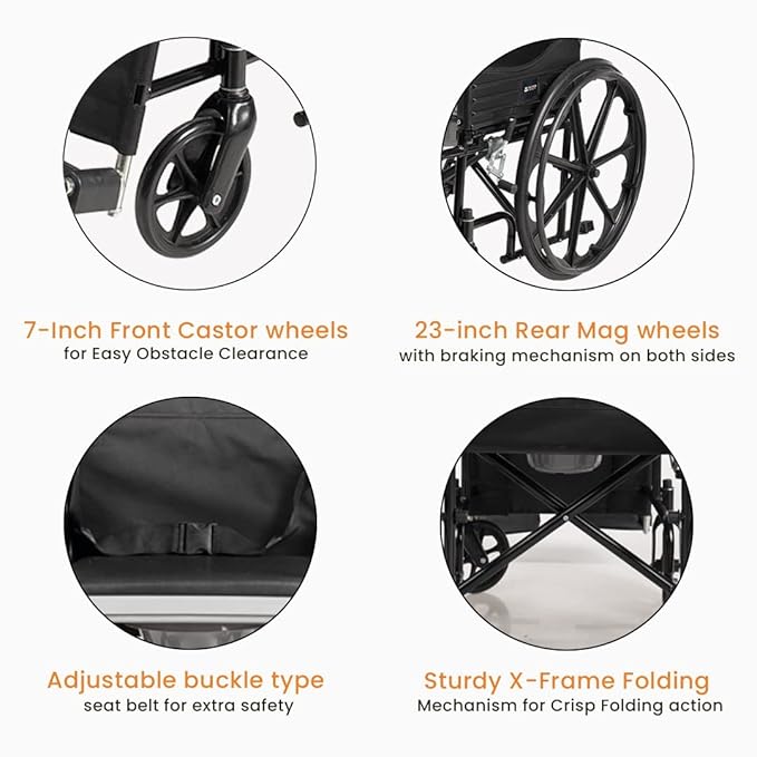 GHS LM Foldable Commode Wheelchair