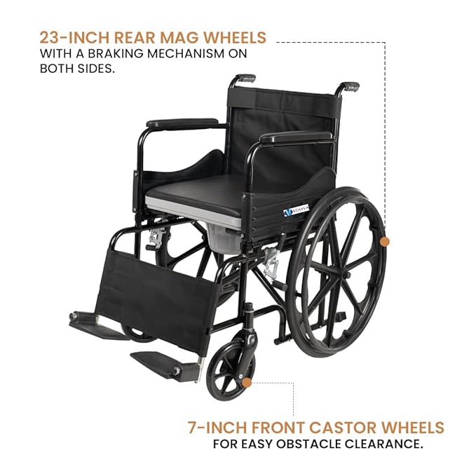 GHS LM Foldable Commode Wheelchair