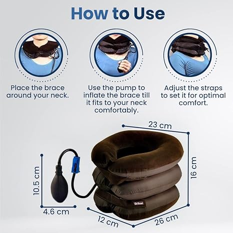 Dr Trust USA Inflatable 3 Layered Cervical Traction Collar Neck Stretcher for Pain Relief