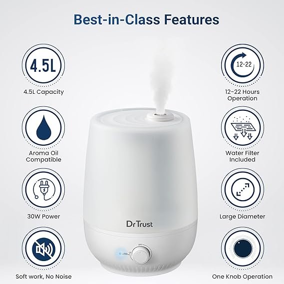 Dr Trust Luxury Cool Mist Room Humidifier for Adults and Baby Bedroom 4.5L - 907