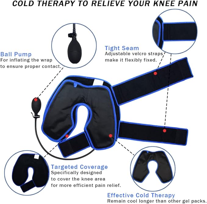 Star Cold Knee Pack Cold Therapy Compression Wrap with Air Pump for Pain Relief