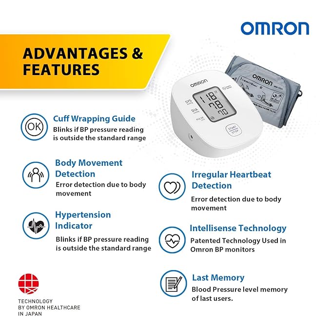 Omron HEM 7121J Digital Blood Pressure Monitor with Intellisense Technology