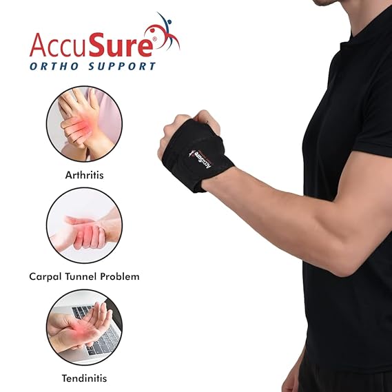 AccuSure Elastic Wrist Wrap With Thumb W-4 For Men & Women, Pack of 1