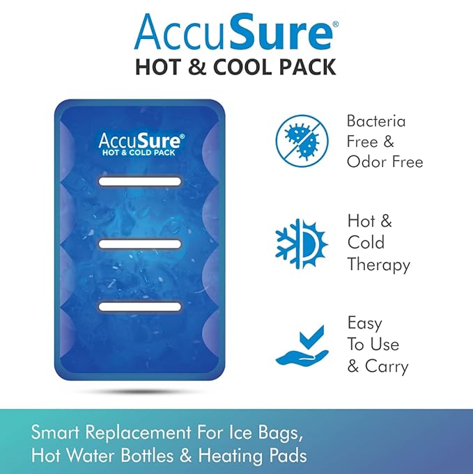 AccuSure Reusable Gel Based Hot & Cool Pack For Fast & Effective Pain Relief