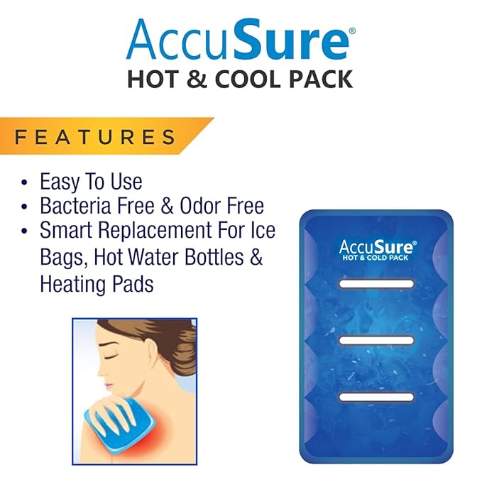 AccuSure Reusable Gel Based Hot & Cool Pack For Fast & Effective Pain Relief