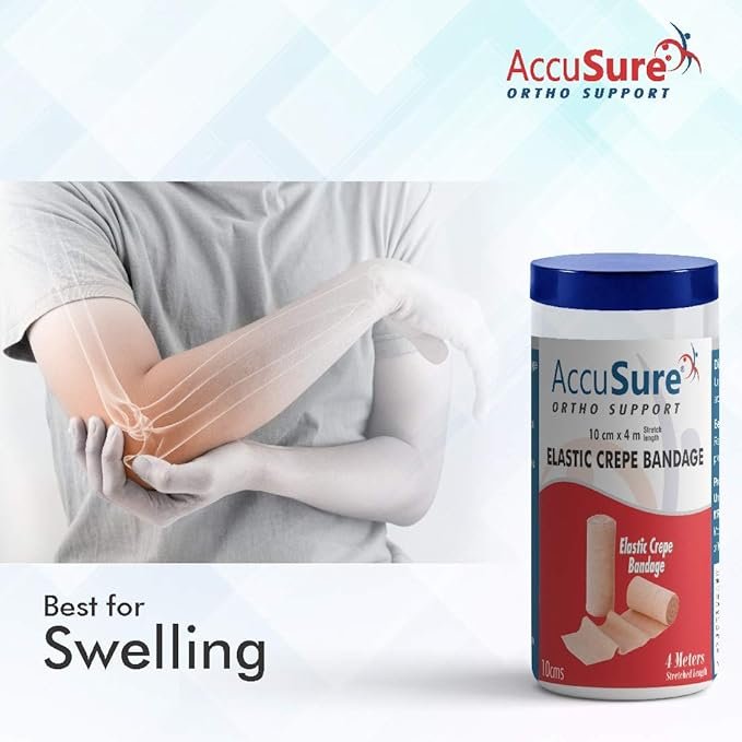 AccuSure Elastic Crepe Bandage Stretches upto 4 Meter in Length