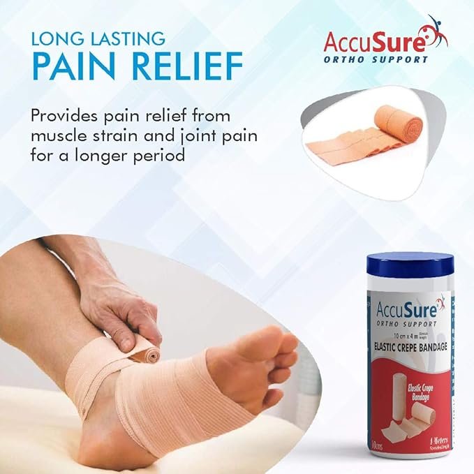 AccuSure Elastic Crepe Bandage Stretches upto 4 Meter in Length