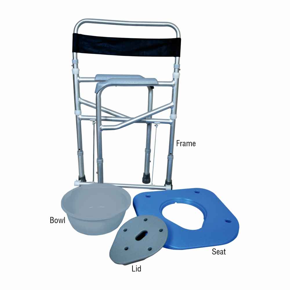 GHS Comfort Foldable Commode Shower Chair (Height Adjustable) With Wheels