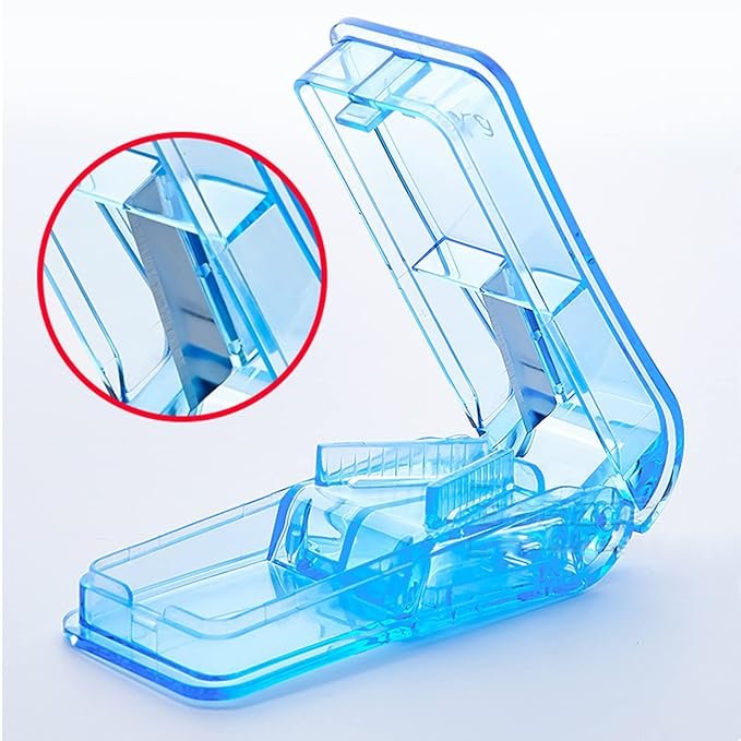 Plastic Pill Cutter Tablet Cutter ABS High Grade (Blue)