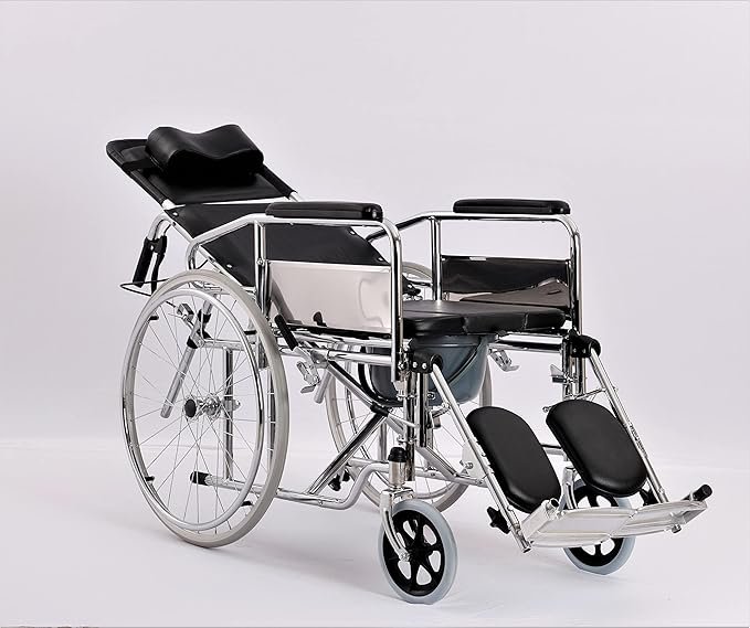 GHS FC 609GC Recliner cum Commode Wheelchair | Foldable Wheelchair | Recliner Wheel chair with Detachable Cushion Seat