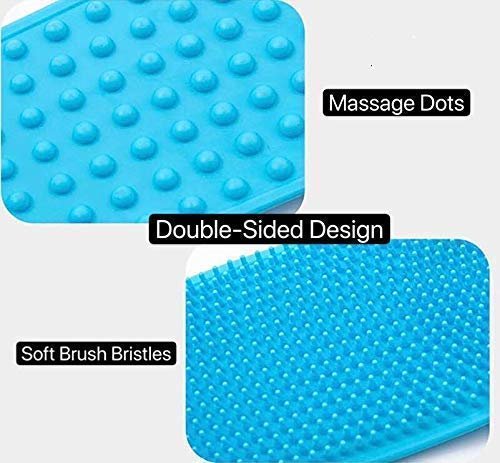 GHS Silica Gel Bath brush Silicone Body Back Scrubber, Double Side Bathing Brush for Skin Deep Cleaning Massage, Dead Skin Removal Exfoliating Belt for Shower, Easy to Clean, for Men & Women