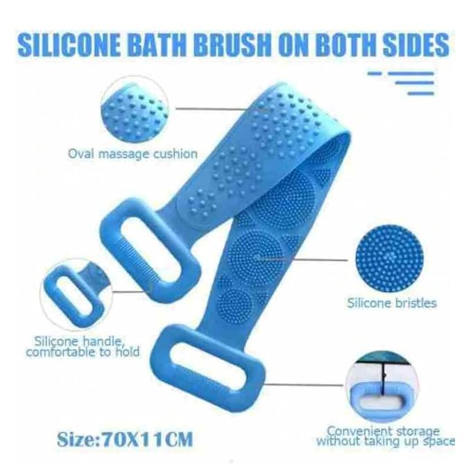 GHS Silica Gel Bath brush Silicone Body Back Scrubber, Double Side Bathing Brush for Skin Deep Cleaning Massage, Dead Skin Removal Exfoliating Belt for Shower, Easy to Clean, for Men & Women