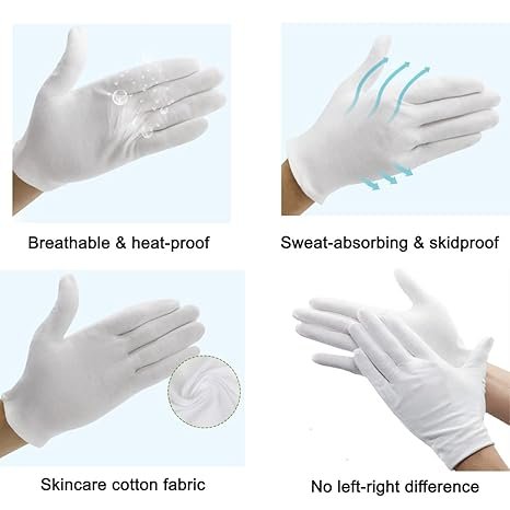 Cotton Hand Gloves, Washable and Reusable Hand Gloves, Color White