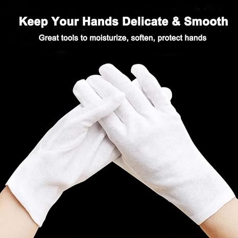 Cotton Hand Gloves, Washable and Reusable Hand Gloves, Color White