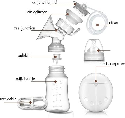 VHS-0310 Double Bottle Breast Pump, Control Milk Suction and Breast Massager Breast Care with USB and Lid