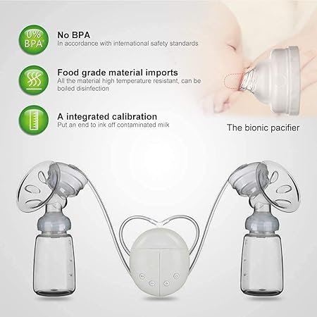 VHS-0310 Double Bottle Breast Pump, Control Milk Suction and Breast Massager Breast Care with USB and Lid